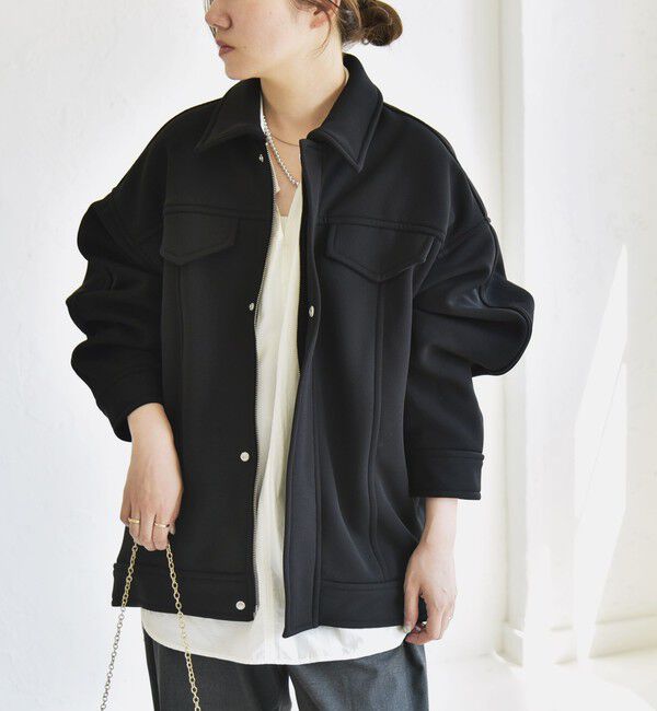 quaranciel「quaranciel:〈洗濯機可能〉ダンボール 裏起毛 コクーン オーバー シャツ ジャケット」|ブルゾン・スタジャン|