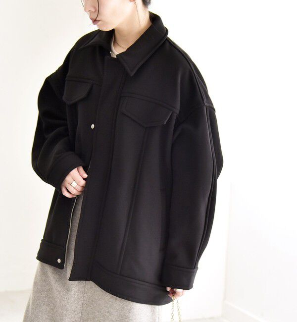quaranciel「quaranciel:〈洗濯機可能〉ダンボール 裏起毛 コクーン オーバー シャツ ジャケット」|ブルゾン・スタジャン|