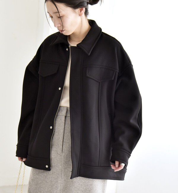 quaranciel「quaranciel:〈洗濯機可能〉ダンボール 裏起毛 コクーン オーバー シャツ ジャケット」|ブルゾン・スタジャン|