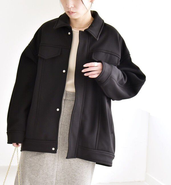 quaranciel「quaranciel:〈洗濯機可能〉ダンボール 裏起毛 コクーン オーバー シャツ ジャケット」|ブルゾン・スタジャン|