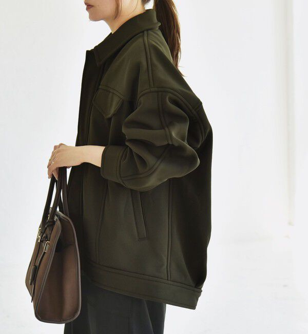 quaranciel「quaranciel:〈洗濯機可能〉ダンボール 裏起毛 コクーン オーバー シャツ ジャケット」|ブルゾン・スタジャン|