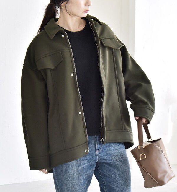 quaranciel「quaranciel:〈洗濯機可能〉ダンボール 裏起毛 コクーン オーバー シャツ ジャケット」|ブルゾン・スタジャン|