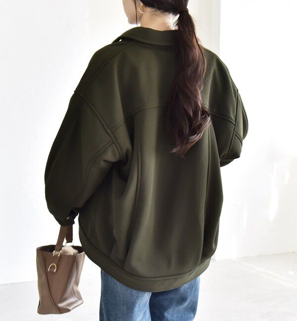 quaranciel「quaranciel:〈洗濯機可能〉ダンボール 裏起毛 コクーン オーバー シャツ ジャケット」|ブルゾン・スタジャン|