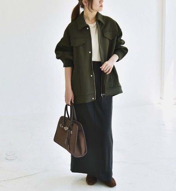 quaranciel「quaranciel:〈洗濯機可能〉ダンボール 裏起毛 コクーン オーバー シャツ ジャケット」|ブルゾン・スタジャン|