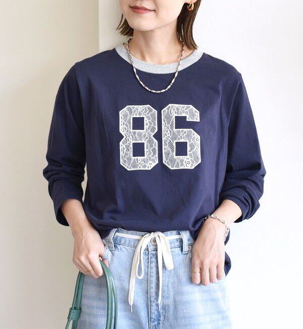 SHIPS for women「【WEB限定】〈洗濯機可能〉レース ナンバリング リンガー TEE」|Tシャツ・カットソー|
