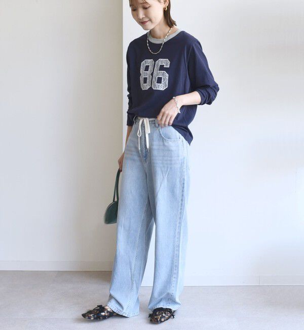 SHIPS for women「【WEB限定】〈洗濯機可能〉レース ナンバリング リンガー TEE」|Tシャツ・カットソー|