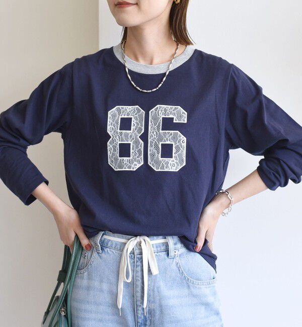 SHIPS for women「【WEB限定】〈洗濯機可能〉レース ナンバリング リンガー TEE」|Tシャツ・カットソー|