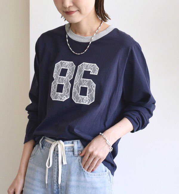 SHIPS for women「【WEB限定】〈洗濯機可能〉レース ナンバリング リンガー TEE」|Tシャツ・カットソー|