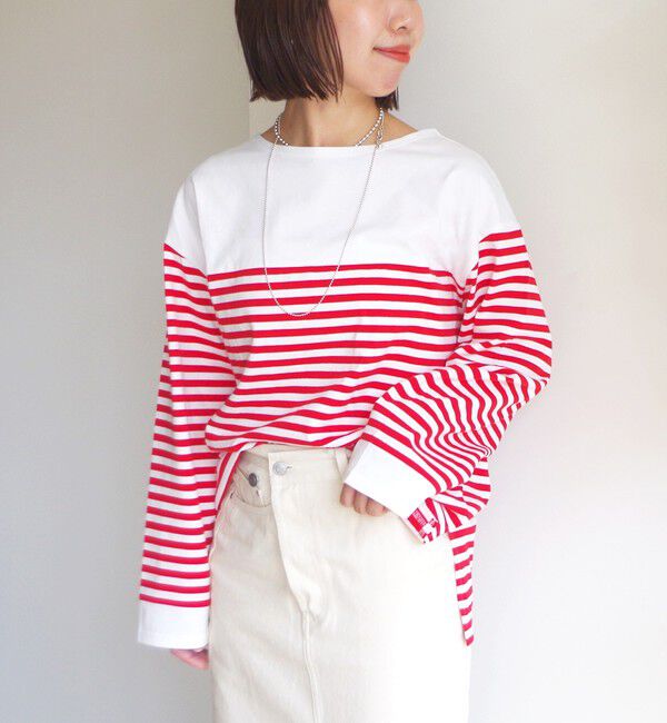 SHIPS for women「【WEB限定】〈洗濯機可能〉ビッグ バスク シャツ」|Tシャツ・カットソー|レッド