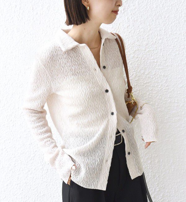 SHIPS for women「【WEB限定】〈手洗い可能〉ランダムブルーゼ シャツ カーディガン」|カーディガン|