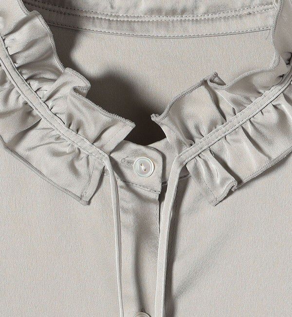 SHIPS any「《一部追加予約》SHIPS any:〈洗濯機可能〉サテン フリル カラー リボン シャツ ブラウス」|シャツ・ブラウス|