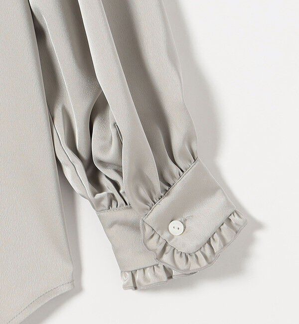 SHIPS any「《一部追加予約》SHIPS any:〈洗濯機可能〉サテン フリル カラー リボン シャツ ブラウス」|シャツ・ブラウス|