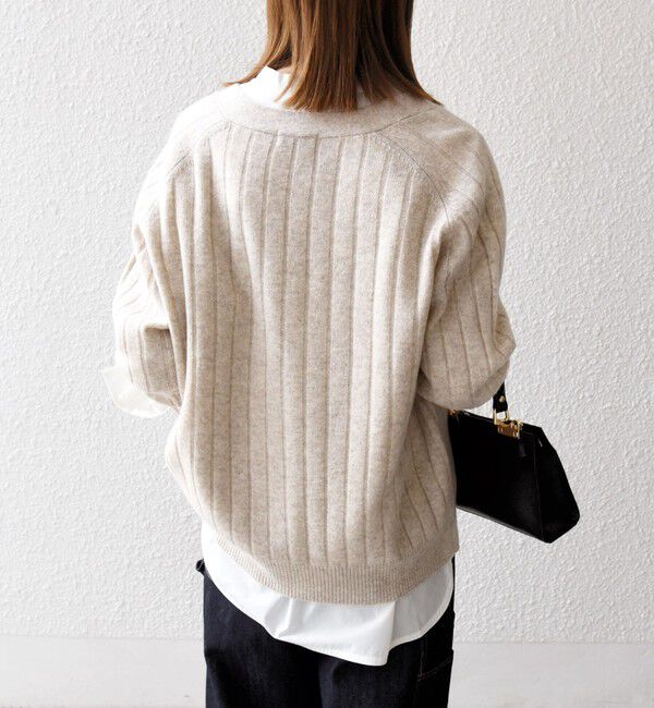 SHIPS any「SHIPS any:〈手洗い可能〉ヤク ワイドリブ Vネック ニット カーディガン」|カーディガン|