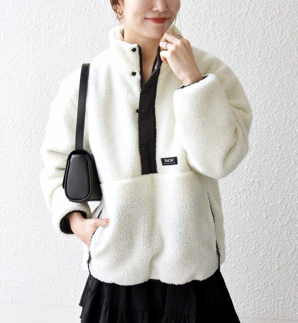 SHIPS any「【SHIPS any別注】TAION:〈洗濯機可能〉ボア ハイネック プルオーバー」|その他|オフホワイト