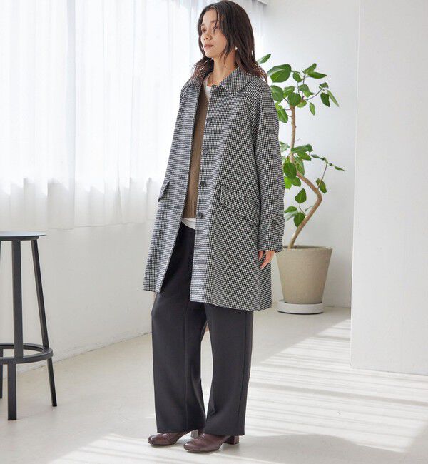 SHIPS for women「千鳥 / ソリッド ウール メルトン ステンカラー コート」|ステンカラーコート|