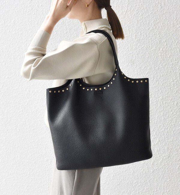 SHIPS any「【WEB限定】SHIPS any: ポーチ付き スタッズ A4 トート バッグ」|トートバッグ|