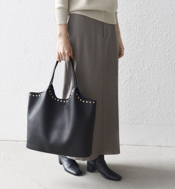 SHIPS any「【WEB限定】SHIPS any: ポーチ付き スタッズ A4 トート バッグ」|トートバッグ|