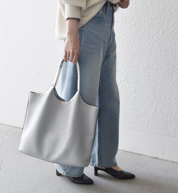 SHIPS any「【WEB限定】SHIPS any: ポーチ付き スタッズ A4 トート バッグ」|トートバッグ|