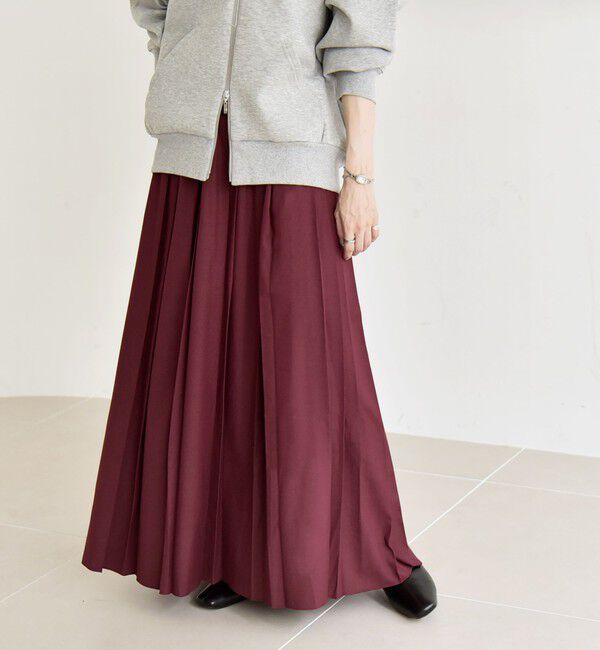 quaranciel「quaranciel: ランダム プリーツ マキシ スカート」|スカート|ワイン