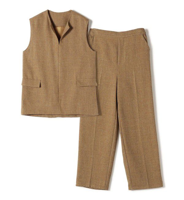 SHIPS Colors 「SHIPS Colors:〈手洗い可能〉ベスト &times; パンツ バスケット セットアップ」|オールインワン|キャメル