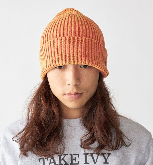 SHIPS「【WEB限定】SHIPS: ブリーチ オーバーフィット エンブロイダリー ワッチキャップ ニット帽」|ニット帽|オレンジ