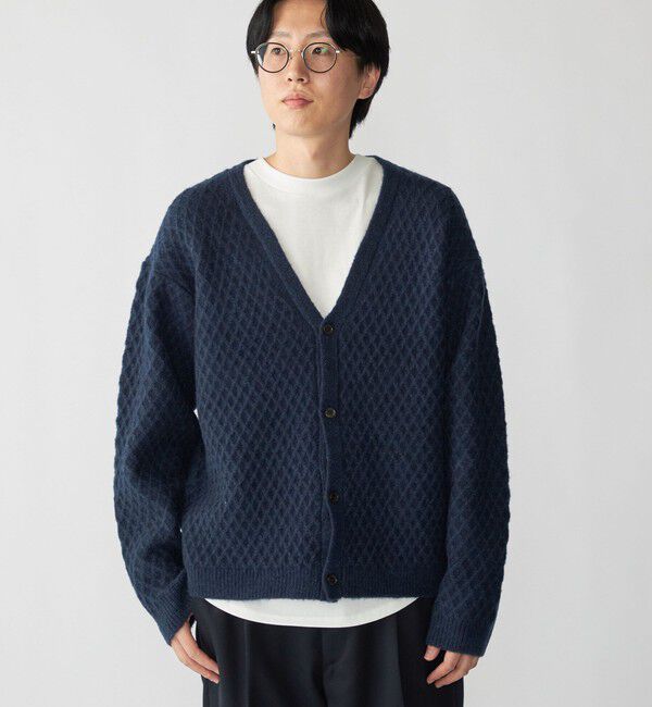 SHIPS「SHIPS: 〈手洗い可能〉シャギー レイヤード カーディガン」|カーディガン|ネイビー