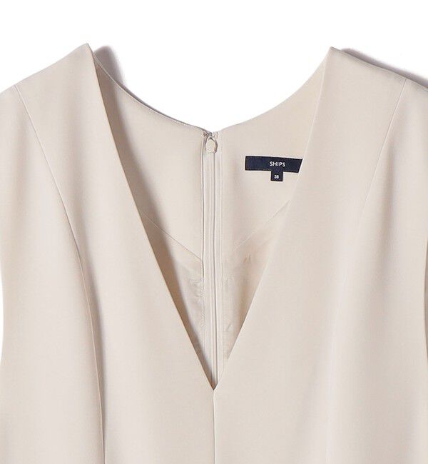 SHIPS for women「《予約》〈手洗い可能〉ダブル クロス Ｖネック ベルト付 オールインワン（セレモニー対応可）」|オールインワン|