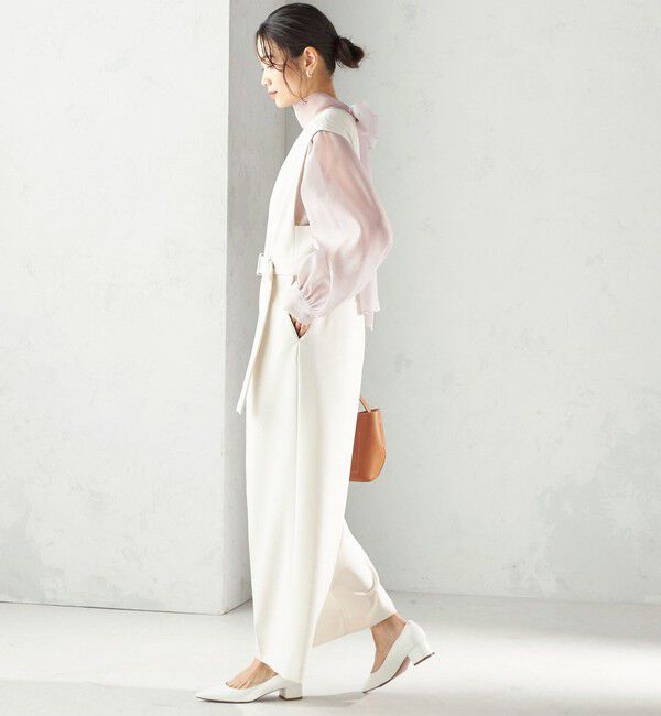 SHIPS for women「《予約》〈手洗い可能〉ダブル クロス Ｖネック ベルト付 オールインワン（セレモニー対応可）」|オールインワン|