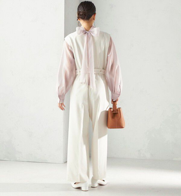 SHIPS for women「《予約》〈手洗い可能〉ダブル クロス Ｖネック ベルト付 オールインワン（セレモニー対応可）」|オールインワン|