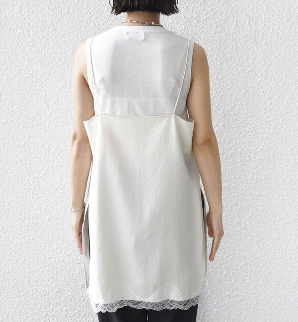 SHIPS for women「〈洗濯機可能〉ダル サテン レース スリット キャミソール」|キャミソール|