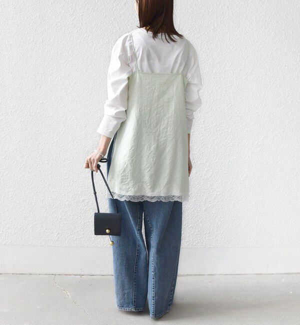 SHIPS for women「〈洗濯機可能〉ダル サテン レース スリット キャミソール」|キャミソール|