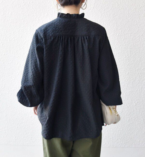 SHIPS any「SHIPS any:〈洗濯機可能〉フリルカラー スタンド & オープン シャツ ブラウス」|シャツ・ブラウス|