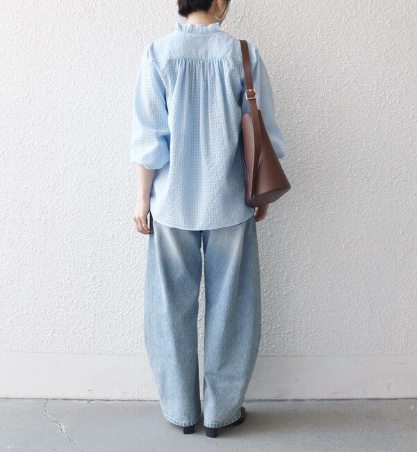 SHIPS any「SHIPS any:〈洗濯機可能〉フリルカラー スタンド & オープン シャツ ブラウス」|シャツ・ブラウス|