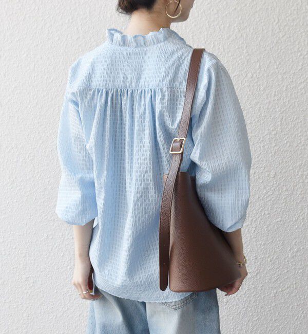 SHIPS any「SHIPS any:〈洗濯機可能〉フリルカラー スタンド & オープン シャツ ブラウス」|シャツ・ブラウス|