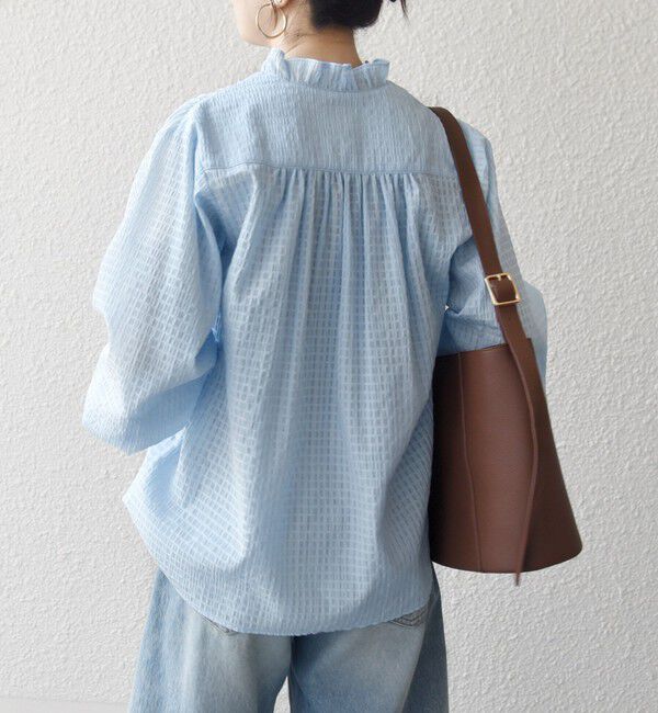 SHIPS any「SHIPS any:〈洗濯機可能〉フリルカラー スタンド & オープン シャツ ブラウス」|シャツ・ブラウス|