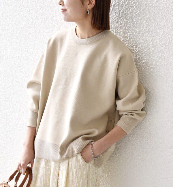 SHIPS any「《予約》SHIPS any:〈手洗い可能〉サイドスリット クルーネック ルーズ プルオーバー」|ニット・セーター|