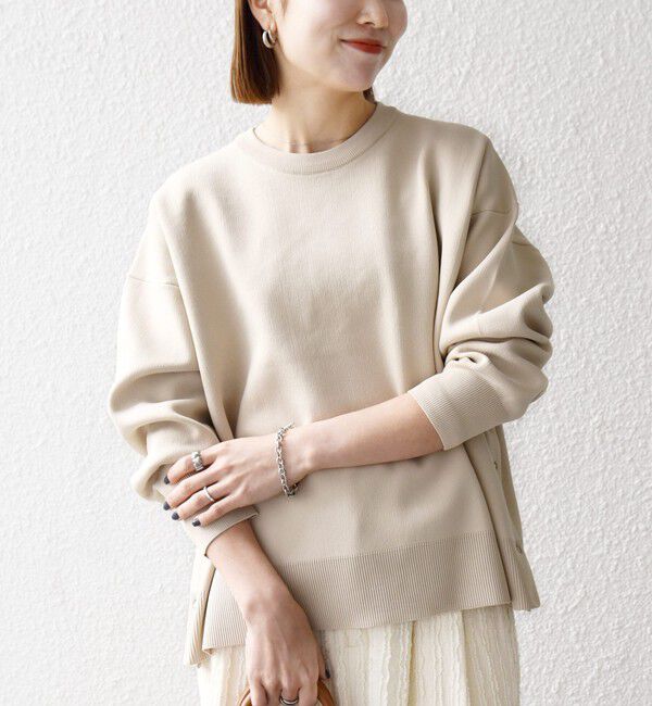 SHIPS any「《予約》SHIPS any:〈手洗い可能〉サイドスリット クルーネック ルーズ プルオーバー」|ニット・セーター|