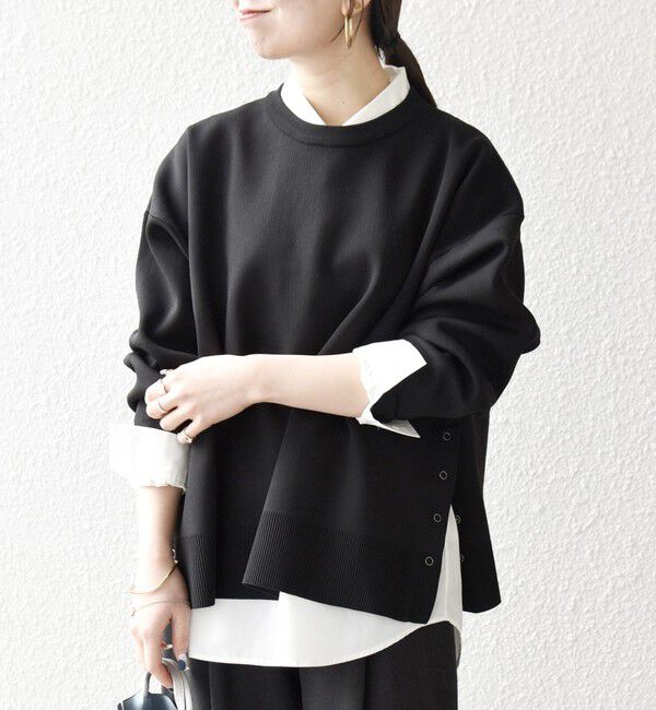 SHIPS any「《予約》SHIPS any:〈手洗い可能〉サイドスリット クルーネック ルーズ プルオーバー」|ニット・セーター|