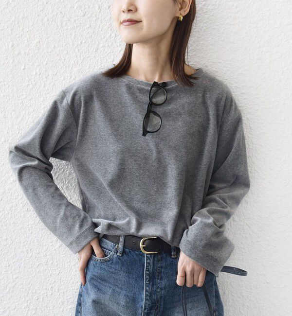 SHIPS for women「〈手洗い可能〉コットン ベロア ボートネック ロング スリーブ プルオーバー」|Tシャツ・カットソー|