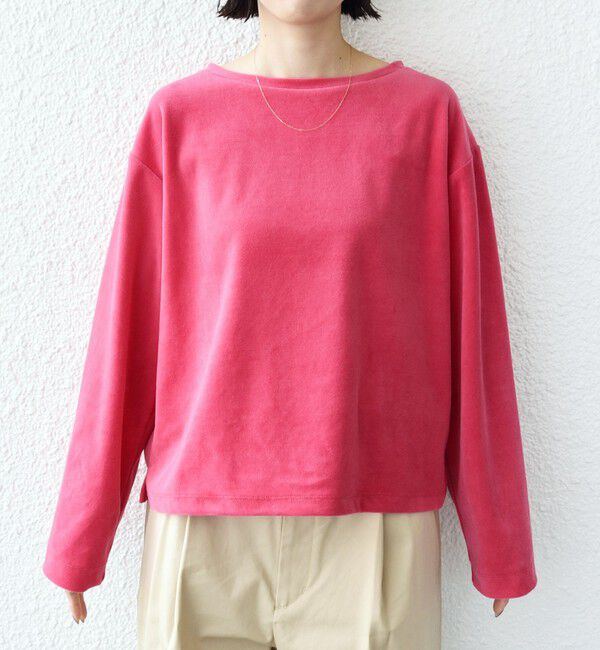 SHIPS for women「〈手洗い可能〉コットン ベロア ボートネック ロング スリーブ プルオーバー」|Tシャツ・カットソー|