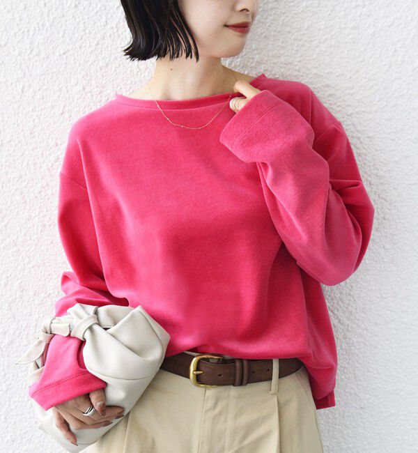 SHIPS for women「〈手洗い可能〉コットン ベロア ボートネック ロング スリーブ プルオーバー」|Tシャツ・カットソー|