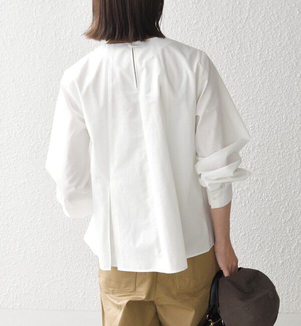 SHIPS any「《予約》SHIPS any:〈洗濯機可能〉REPREVE フリル クルーネック Aライン ブラウス」|シャツ・ブラウス|