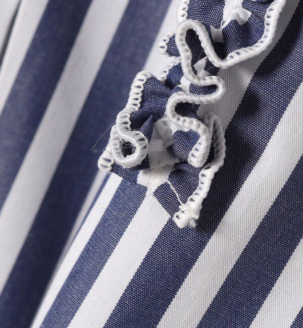 SHIPS any「《予約》SHIPS any:〈洗濯機可能〉REPREVE フリル クルーネック Aライン ブラウス」|シャツ・ブラウス|