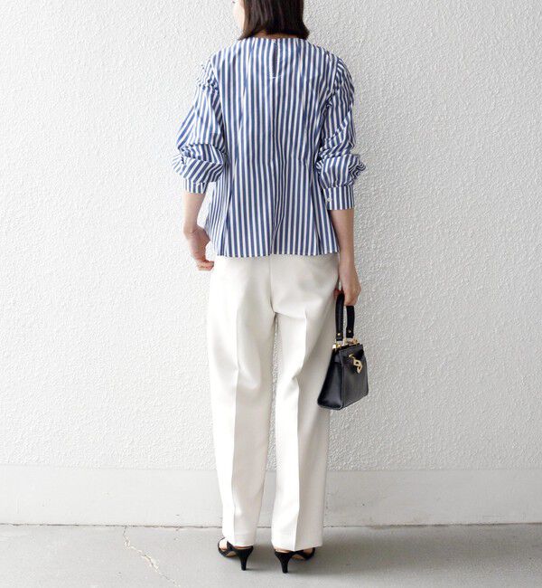 SHIPS any「《予約》SHIPS any:〈洗濯機可能〉REPREVE フリル クルーネック Aライン ブラウス」|シャツ・ブラウス|