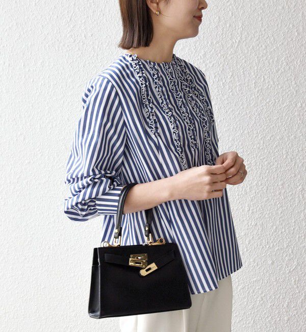 SHIPS any「《予約》SHIPS any:〈洗濯機可能〉REPREVE フリル クルーネック Aライン ブラウス」|シャツ・ブラウス|