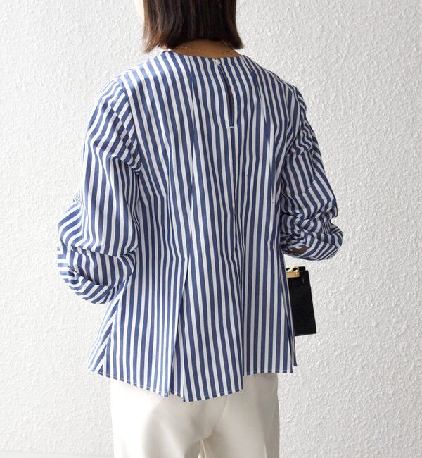 SHIPS any「《予約》SHIPS any:〈洗濯機可能〉REPREVE フリル クルーネック Aライン ブラウス」|シャツ・ブラウス|