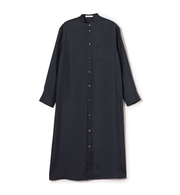 GALERIE VIE「シルクツイル バンドカラーシャツワンピース」|ワンピース|69 ネイビー