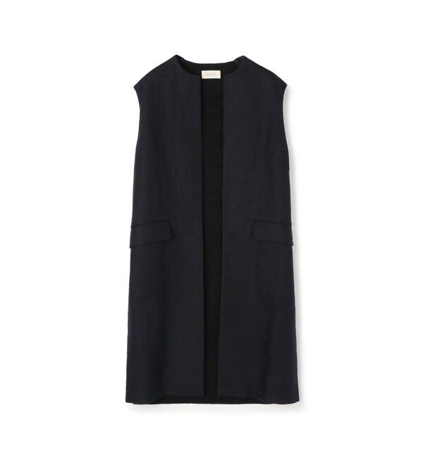 DES PRES「リネンファブリックコンビ ロングジレ」|ベスト・ジレ|69 ネイビー