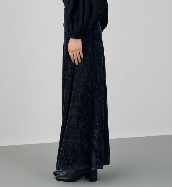 DES PRES「エアーシェニール フレアマキシスカート」|フレア|