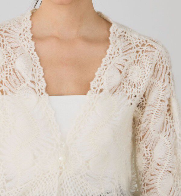 DES PRES「ヘアピンレースハンドニット Vネックカーディガン」|カーディガン|